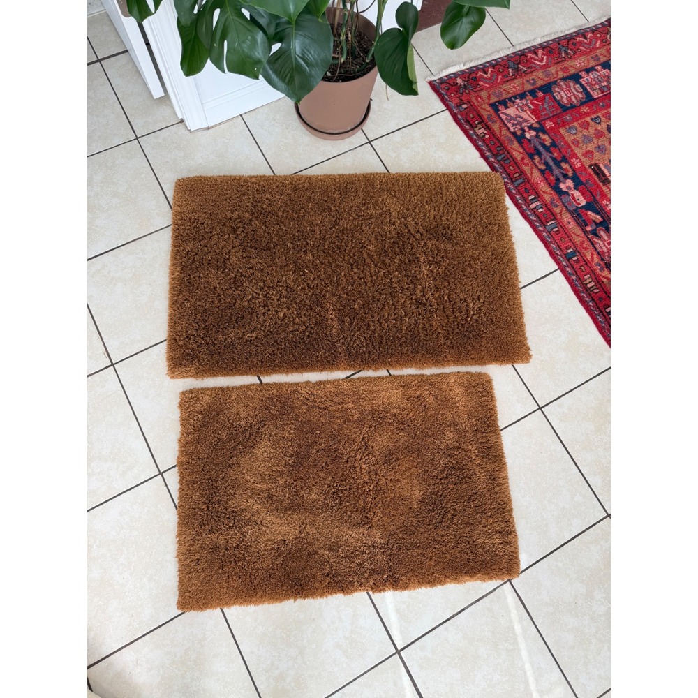 Target Threshold Brown Plush Shag Bath Rug Set 2 Piece Rectangular